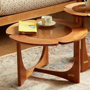 Mid-Century Modern Wood Flower Nesting Coffee Table