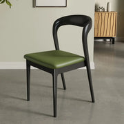 Mid-Century Modern Wood Open Back Upholstered Dining Chair