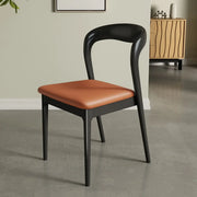 Mid-Century Modern Wood Open Back Upholstered Dining Chair