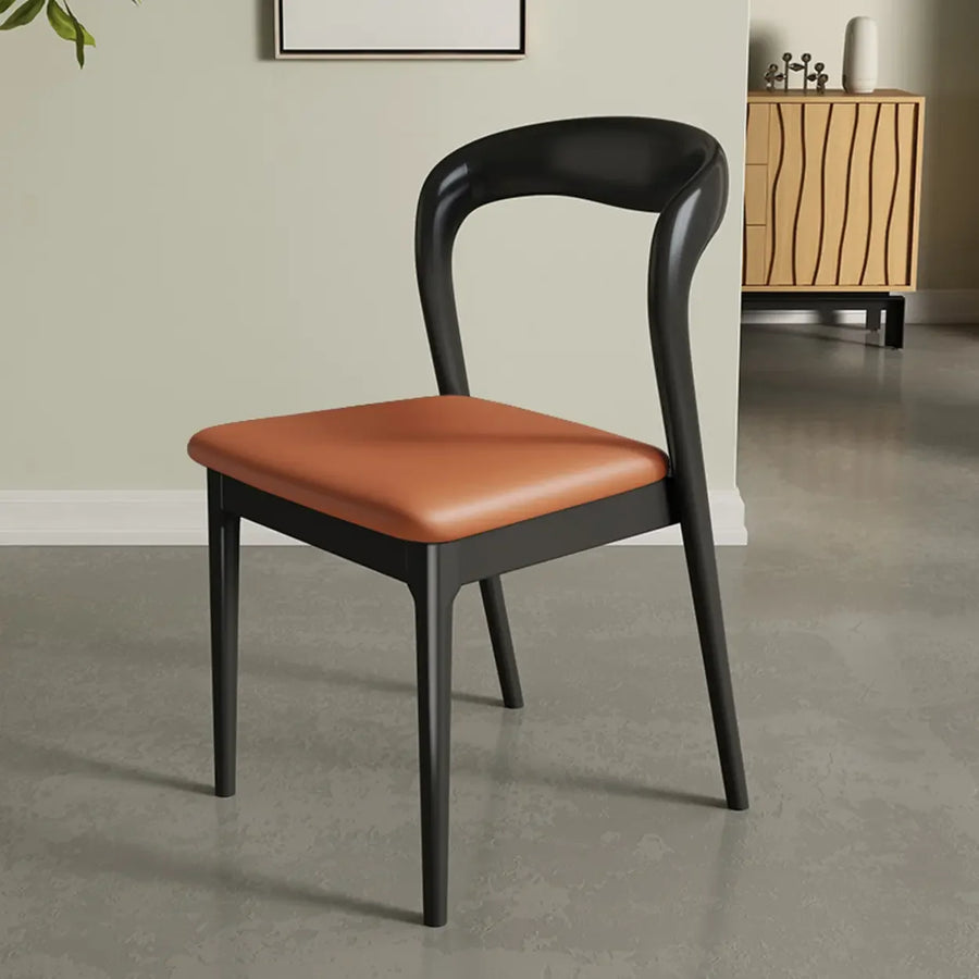 Mid-Century Modern Wood Open Back Upholstered Dining Chair