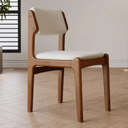 Mid-Century Modern Wood Upholstered Open Back Dining Chair