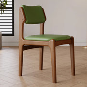 Mid-Century Modern Wood Upholstered Open Back Dining Chair