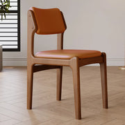 Mid-Century Modern Wood Upholstered Open Back Dining Chair