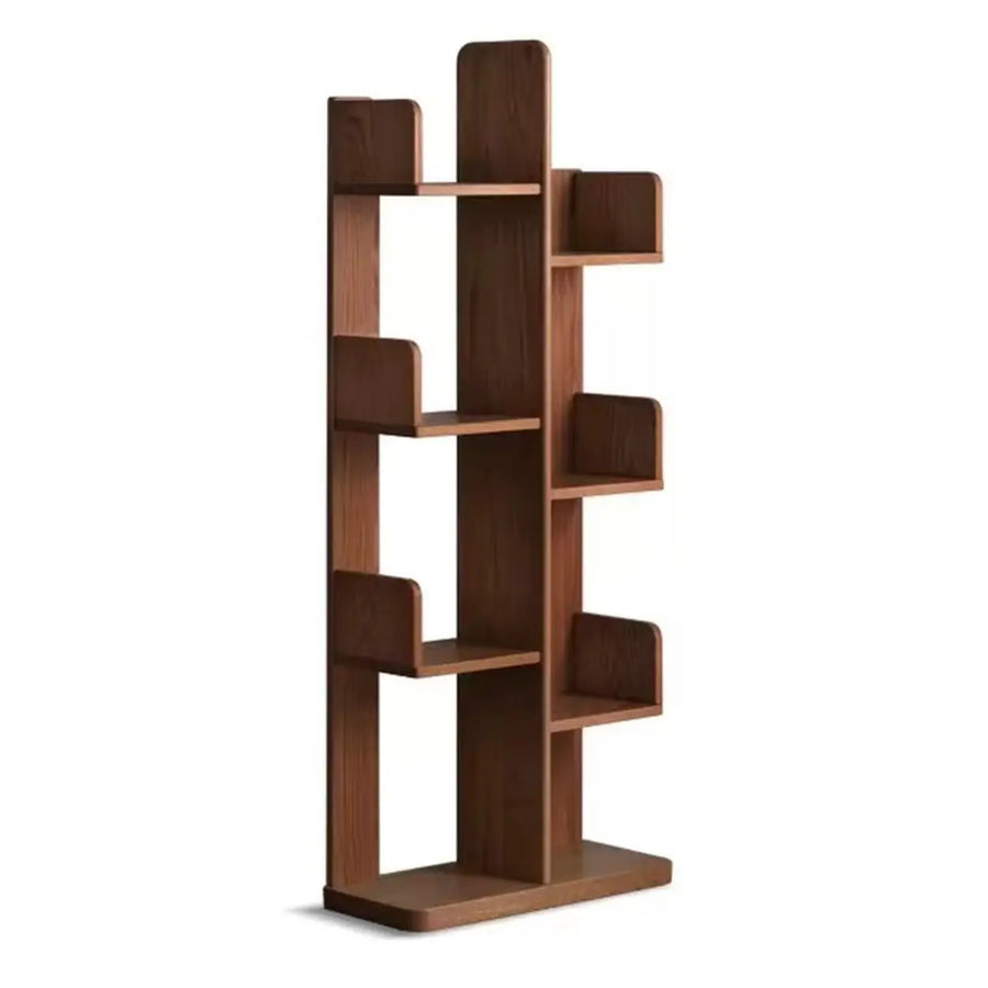 Mid-Century Modern Wooden Vertical Open Back Bookshelf