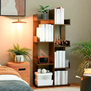 Mid-Century Modern Wooden Vertical Open Back Bookshelf