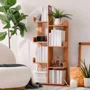 Mid-Century Modern Wooden Vertical Open Back Bookshelf