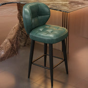 Mid-Century Upholstered Swivel Bar Stool with Padded Backrest