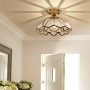 Mini Geometric Gold Glass Semi-Flush Mount Ceiling Lamp