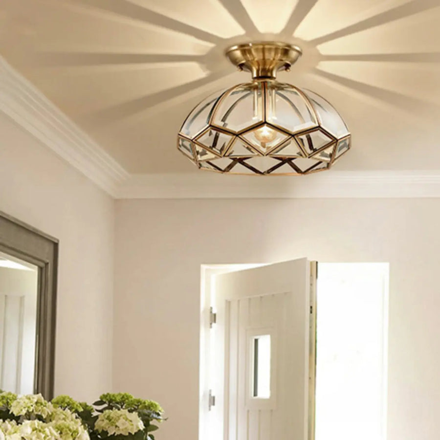 Mini Geometric Gold Glass Semi-Flush Mount Ceiling Lamp
