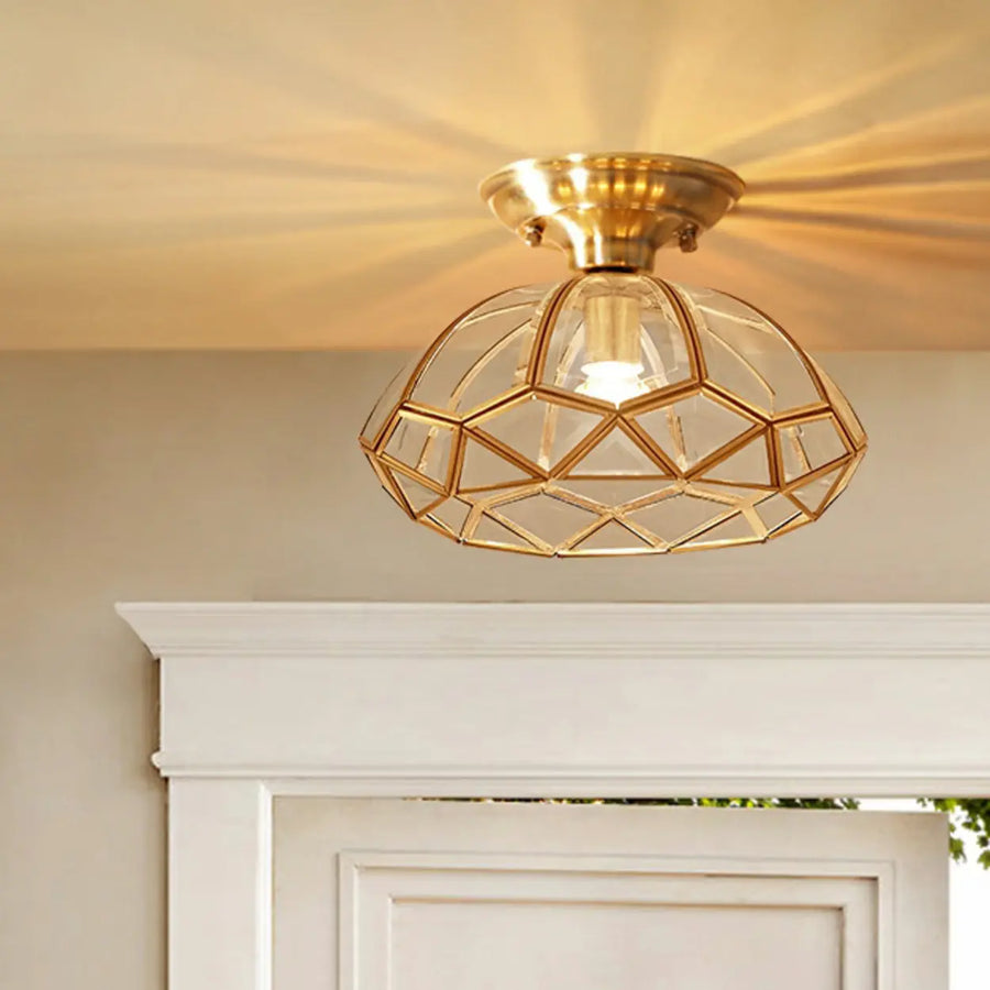 Mini Geometric Gold Glass Semi-Flush Mount Ceiling Lamp