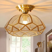Mini Geometric Gold Glass Semi-Flush Mount Ceiling Lamp