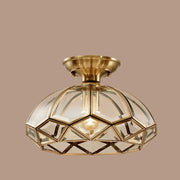 Mini Geometric Gold Glass Semi-Flush Mount Ceiling Lamp