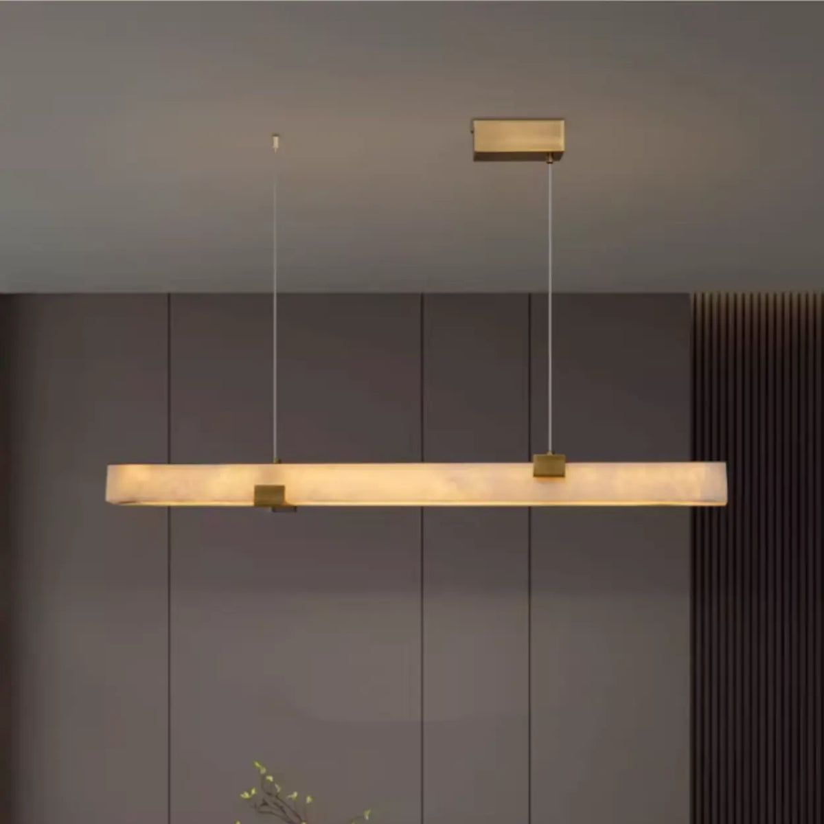 Minimalist Alabaster Slim Linear Pendant Island Light