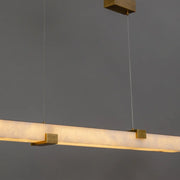 Minimalist Alabaster Slim Linear Pendant Island Light