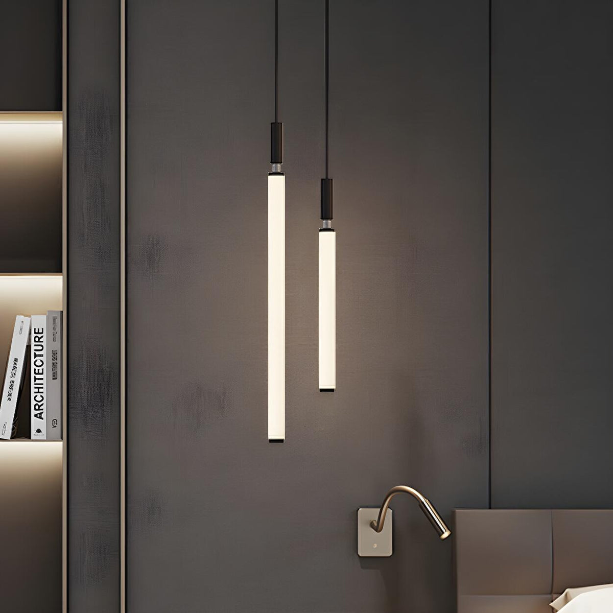 Minimalist Bedroom Acrylic LED Tube Pendant Light