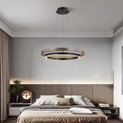 Minimalist Black Aluminum Dual Circular LED Chandelier