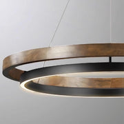 Minimalist Black Aluminum Dual Circular LED Chandelier