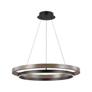 Minimalist Black Aluminum Dual Circular LED Chandelier