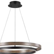 Minimalist Black Aluminum Dual Circular LED Chandelier