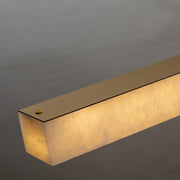 Minimalist Brass Slim Alabaster LED Linear Pendant Island Light