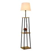 Minimalist Cone Black Metal Floor Lamp with Shelf