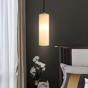 Minimalist Cylinder Bedroom Alabaster White Pendant Light