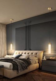 Minimalist Cylinder Bedroom Alabaster White Pendant Light