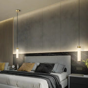 Minimalist Cylinder Bedroom Alabaster White Pendant Light