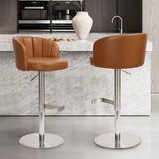 Minimalist Gray Rotatable Backrest Barrel Seat Bar Stool