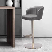 Minimalist Gray Rotatable Backrest Barrel Seat Bar Stool