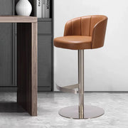 Minimalist Gray Rotatable Backrest Barrel Seat Bar Stool