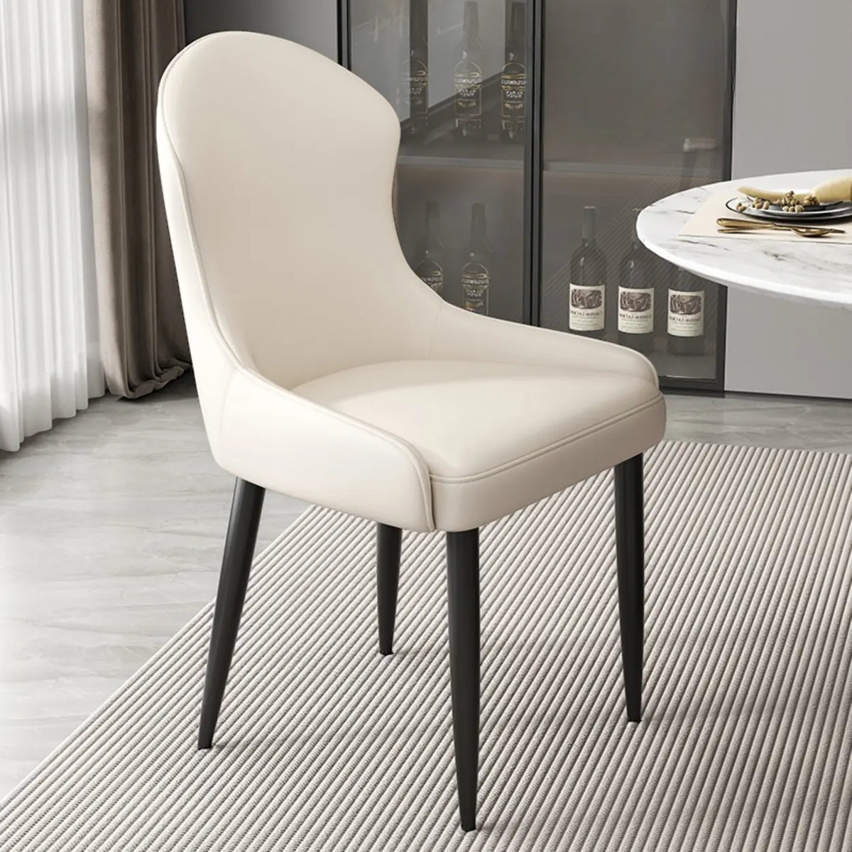 Minimalist Leather Solid Back Upholstered Dining Chairs