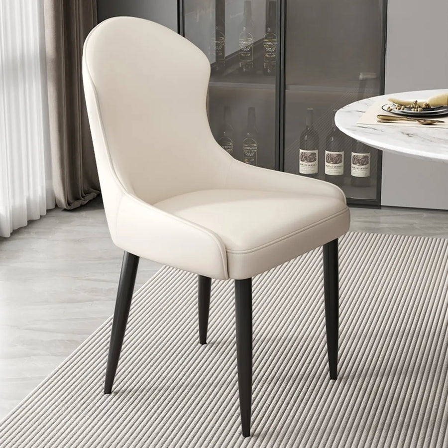 Minimalist Leather Solid Back Upholstered Dining Chairs
