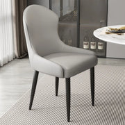 Minimalist Leather Solid Back Upholstered Dining Chairs