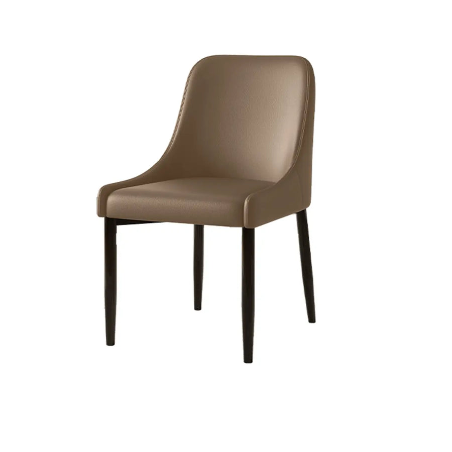 Minimalist Leather Upholstered Dining Chair with Wood Legs
