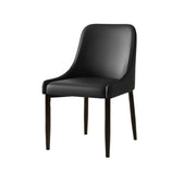 Minimalist Leather Upholstered Dining Chair with Wood Legs