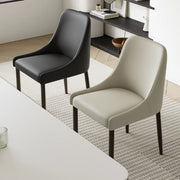 Minimalist Leather Upholstered Dining Chair with Wood Legs