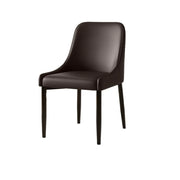 Minimalist Leather Upholstered Dining Chair with Wood Legs