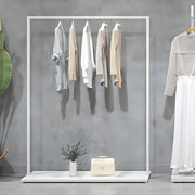 Minimalist Metal White Freestanding Coat Rack with Shelf