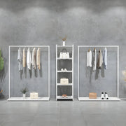 Minimalist Metal White Freestanding Coat Rack with Shelf