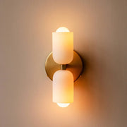 9-Inch Gold 2-Light Wall Sconce with Frosted Glass Shades