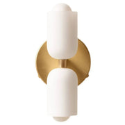 9-Inch Gold 2-Light Wall Sconce with Frosted Glass Shades