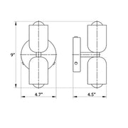9-Inch Gold 2-Light Wall Sconce with Frosted Glass Shades