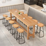 Minimalist Modern Rectangular Wood Bar Table With Footrest