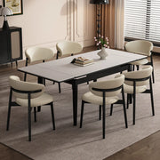 Minimalist Rectangular Extendable White Stone Top Dining Table
