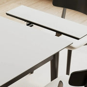 Minimalist Rectangular Extendable White Stone Top Dining Table