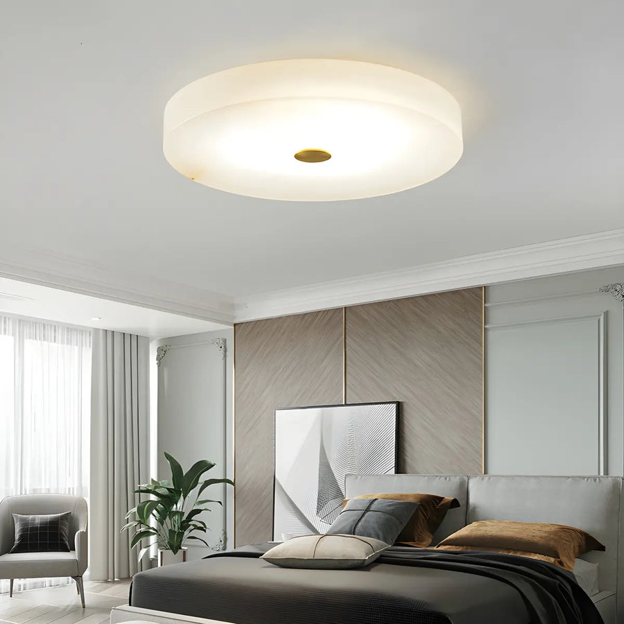Minimalist Round Alabaster White Flush Mount Ceiling Light