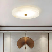 Minimalist Round Alabaster White Flush Mount Ceiling Light