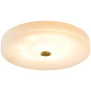Minimalist Round Alabaster White Flush Mount Ceiling Light