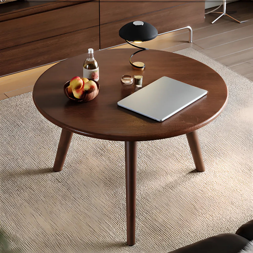Minimalist Small Round Wood Three Leg Coffee Table